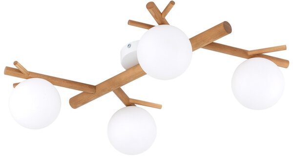 TK Lighting Sheron stropní světlo 4x6 W bílá-dřevo 5309