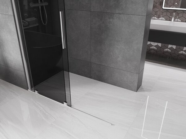 Mexen Velar, sprchová zástěna s posuvnými dveřmi Walk-in 130 x 200 cm, 8mm šedé sklo, chromová, 871-130-000-43-01