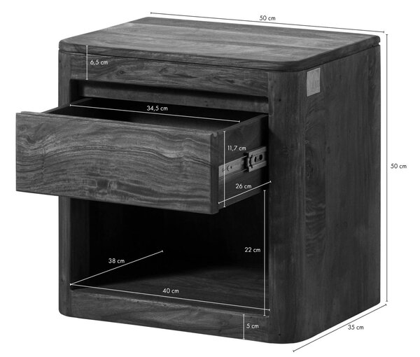Noční stolek palisandr 50x35x50 kouřená třešeň mořený MONTREAL