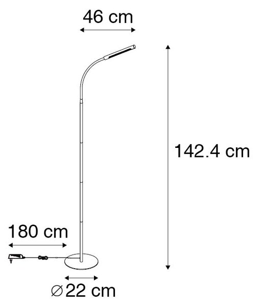 Designová stojací lampa černá včetně LED s dotykovým stmívačem - Palka