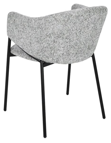 Designová moderní jídelní židle Sionna s šedým potahem s výrazným tkaním a černou kovovou konstrukcí 77 cm