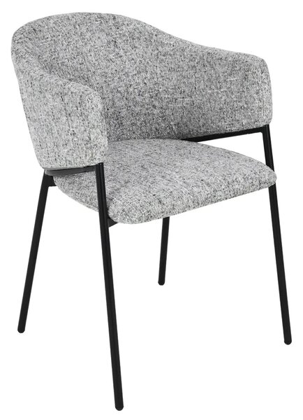 Designová moderní jídelní židle Sionna s šedým potahem s výrazným tkaním a černou kovovou konstrukcí 77 cm