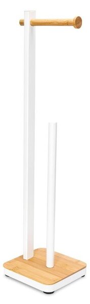 Erga Gasa, držák na toaletní papír se zásobníkem na postavení 62cm, bílá-přírodní hnědá, ERG-YKA-P.GASA-WHT