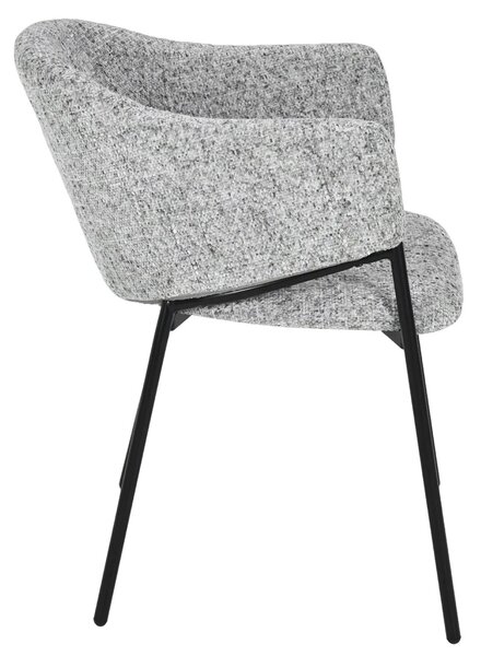 Designová moderní jídelní židle Sionna s šedým potahem s výrazným tkaním a černou kovovou konstrukcí 77 cm
