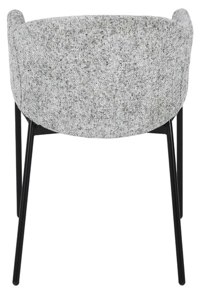 Designová moderní jídelní židle Sionna s šedým potahem s výrazným tkaním a černou kovovou konstrukcí 77 cm