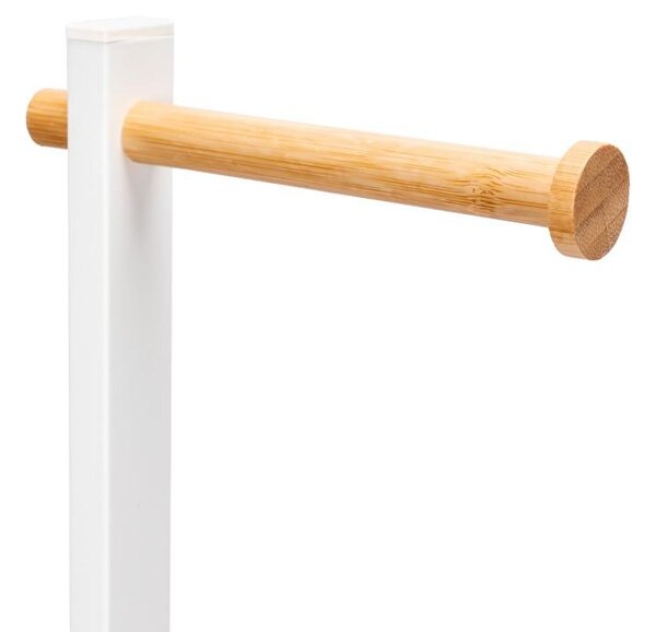 Erga Gasa, držák na toaletní papír se zásobníkem na postavení 62cm, bílá-přírodní hnědá, ERG-YKA-P.GASA-WHT