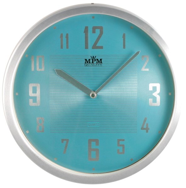 Designové kovové hodiny světle modré/stříbrné MPM E04.2825
