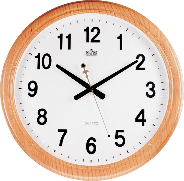 MPM Kulaté nástěnné hodiny v imitaci dřeva MPM E01.2414 (MPM Kulaté nástěnné hodiny v imitaci dřeva MPM E01.2414)