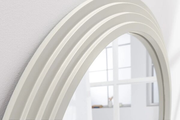 Moderní designové zrcadlo Swan s bílým zvlněným vrstveným rámem s klenutým obloukem ve vrchní části 160 cm