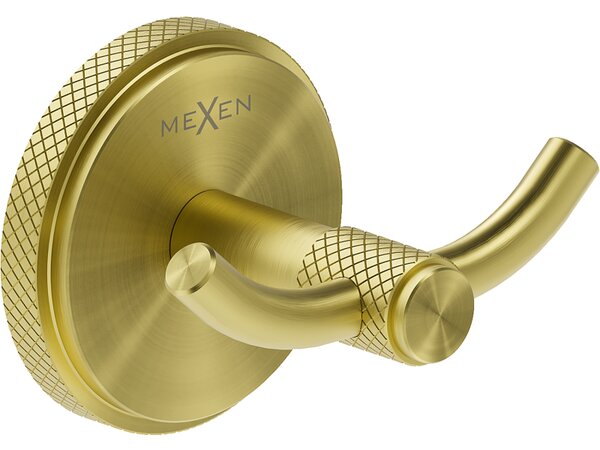 Mexen Gravo, nástěnný dvojitý háček na ručníky, zlatá matná, 70A93012-55
