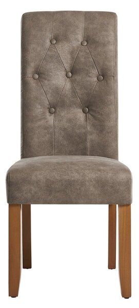 Designová klasická jídelní židle Valentino s prošívanou zahnutou opěrkou v hnědošedém odstínu taupe 110 cm