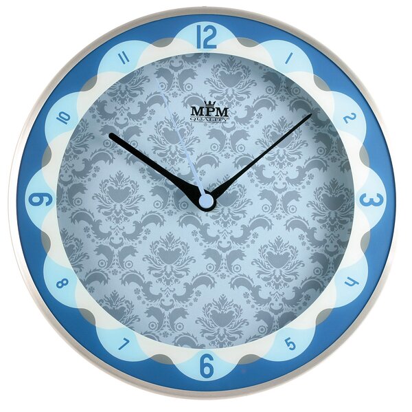 MPM Modro - stříbrné nástěnné hodiny MPM E01.2525 (MPM Modro - stříbrné nástěnné hodiny MPM E01.2525)