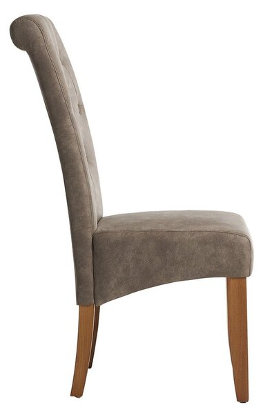 Designová klasická jídelní židle Valentino s prošívanou zahnutou opěrkou v hnědošedém odstínu taupe 110 cm