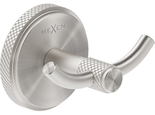 Mexen Gravo, nástěnný dvojitý háček na ručníky, broušená ocel, 70A93012-97