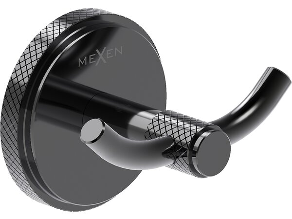 Mexen Gravo, nástěnný dvojitý háček na ručníky, černá chrom, 70A93012-73