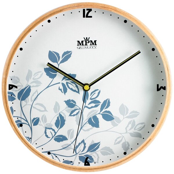 Dřevěné designové hodiny bílé/tmavě hnědé MPM E01.2532