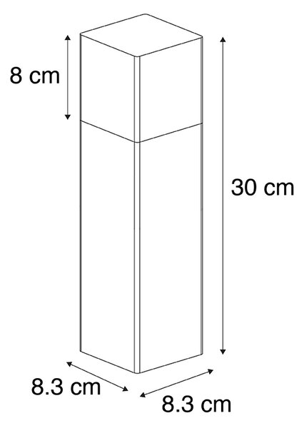 Stojací venkovní lampa černá s opálově bílým sklem 30 cm - Dánsko