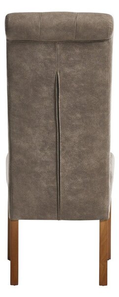 Designová klasická jídelní židle Valentino s prošívanou zahnutou opěrkou v hnědošedém odstínu taupe 110 cm
