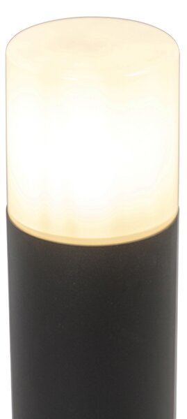 Stojací venkovní lampa černá s opálovým stínítkem bílým 30 cm IP44 - Odense