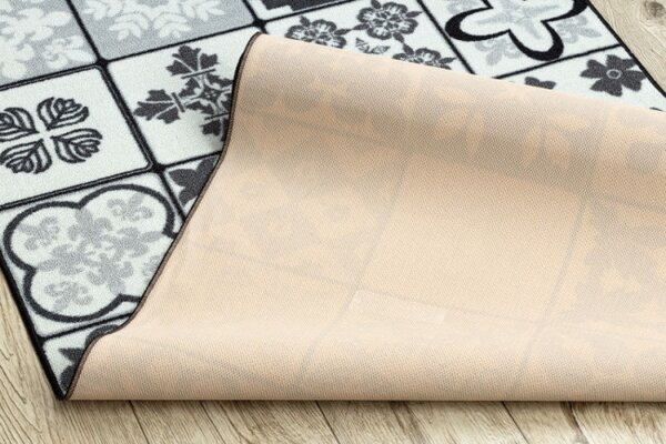 Protiskluzový běhoun AZULEJO PATCHWORK lisabonský obklad - šedý / černý