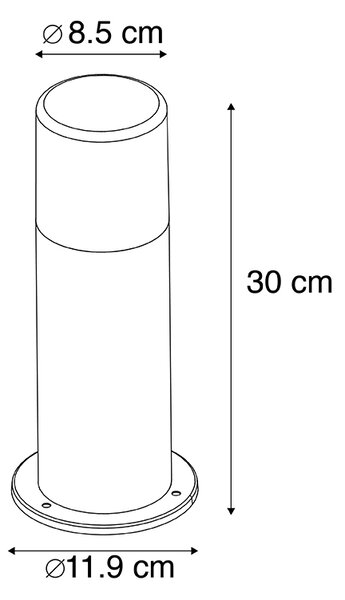Stojací venkovní lampa černá s opálovým stínítkem bílým 30 cm IP44 - Odense