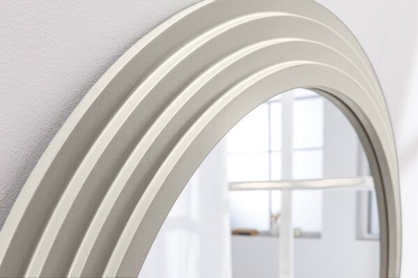 Moderní art deco závěsné zrcadlo Swan s klenutým rámem se čtyřvrstvým designem v bílé barvě 160 cm