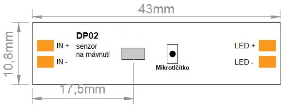 LED-lumin Vypínač a stmívač do profilu na mávnutí – s mikrotlačítkem