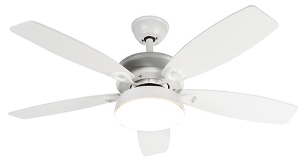 Designový stropní ventilátor bílý včetně LED s dálkovým ovládáním - Malaki