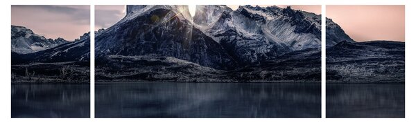 Obraz jezera s horou (170x50 cm)