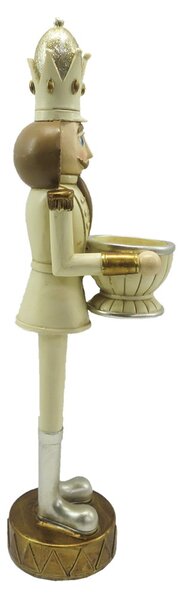 Vánoční dekorace béžový Louskáček s pohárem - 9*7*30 cm - Clayre & Eef