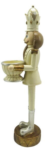 Vánoční dekorace béžový Louskáček s pohárem - 9*7*30 cm - Clayre & Eef