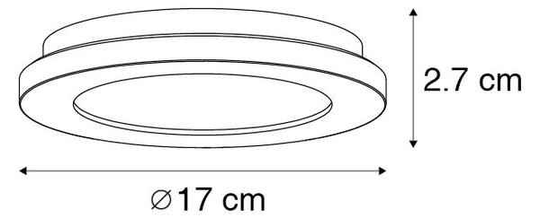 Stropní svítidlo černé 17 cm včetně LED 3-stupňové stmívatelné IP44 - Steve