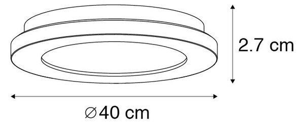 Stropní svítidlo černé 40 cm vč. LED 3-stupňový stmívač IP44 - Steve