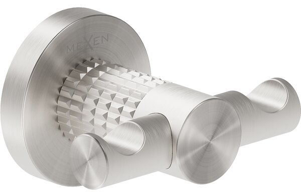 Mexen Triv, nástěnný dvojitý háček na ručníky, broušená ocel, 70A33012-97