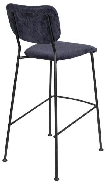 Tmavě modrá manšestrová barová židle ZUIVER BENSON 75,5 cm