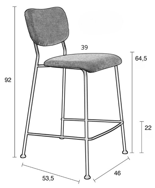 Žlutá manšestrová barová židle ZUIVER BENSON 64,5 cm