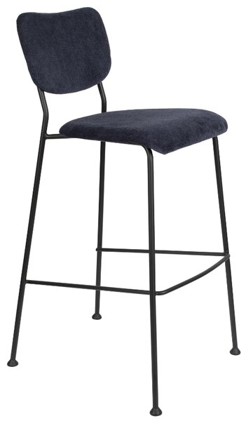Tmavě modrá manšestrová barová židle ZUIVER BENSON 75,5 cm