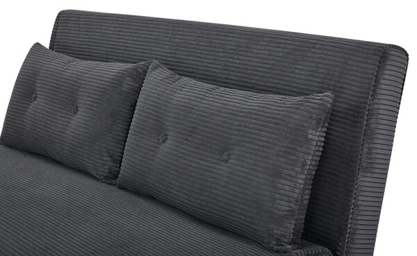 Designové dvoumístné rozkládací křeslo Kurt s manšestrovým potahem v šedé barvě s černými nožičkami 140 cm