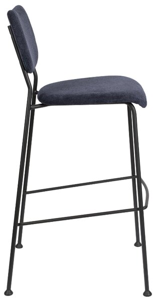 Tmavě modrá manšestrová barová židle ZUIVER BENSON 75,5 cm
