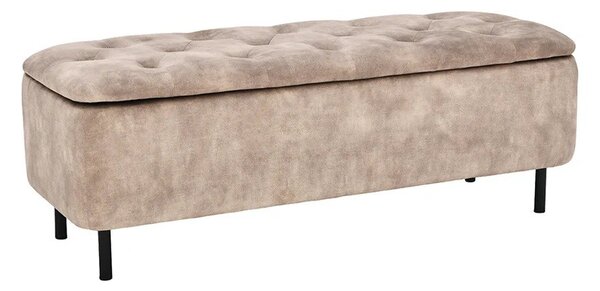 Moderní čalouněná lavice Eliana s úložným prostorem s béžovým sametovým potahem s chesterfield prošíváním na sedadle 120 cm
