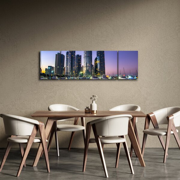 Obraz jachet a mrakodrapů (170x50 cm)