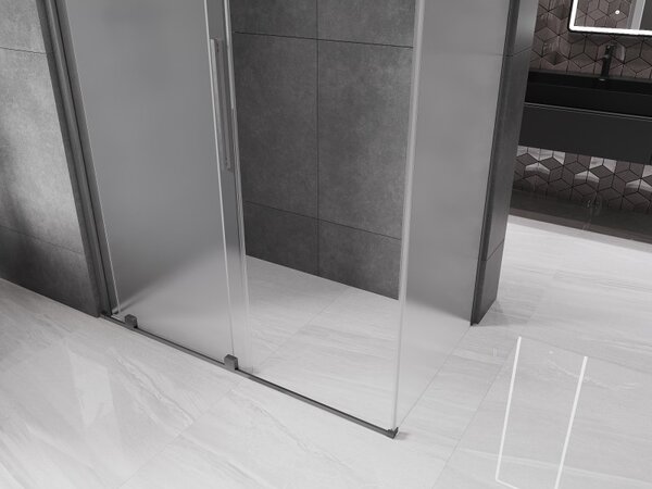Mexen Velar, sprchový kout s posuvnými dveřmi 150 x 90 cm, 8mm sklo námraza, grafit broušený, 871-150-090-31-66