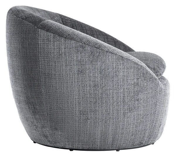 Stylové art deco kulaté otočné křeslo Elian s šedým strukturovaným potahem 76 cm