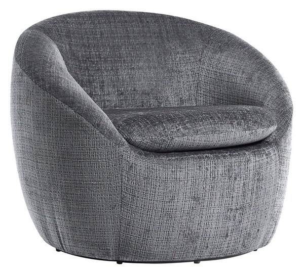 Stylové art deco kulaté otočné křeslo Elian s šedým strukturovaným potahem 76 cm