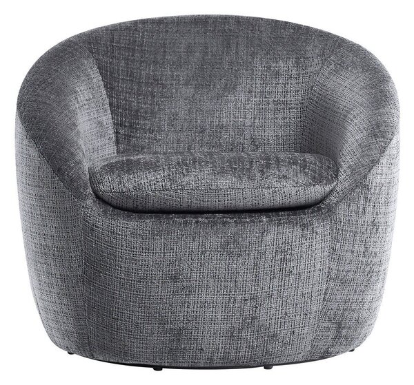 Stylové art deco kulaté otočné křeslo Elian s šedým strukturovaným potahem 76 cm