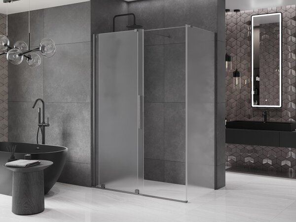 Mexen Velar, sprchový kout s posuvnými dveřmi 150 x 90 cm, 8mm sklo námraza, grafit broušený, 871-150-090-31-66