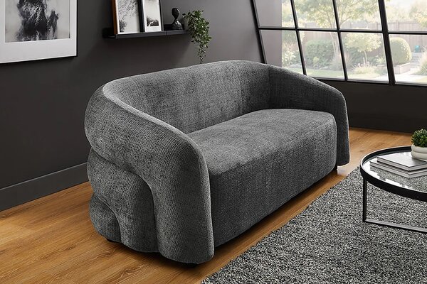 Designová glamour třímístná sedačka Eliana v tmavě šedé barvě s žinylkovým potahem 200 cm