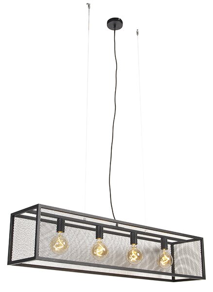 Průmyslová závěsná lampa černá 118 cm, 4 světla - Cage Mesh