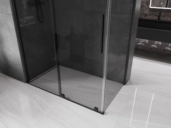 Mexen Velar, sprchový kout s posuvnými dveřmi 130 x 70 cm, 8mm šedé sklo, černá matná, 871-130-070-41-70