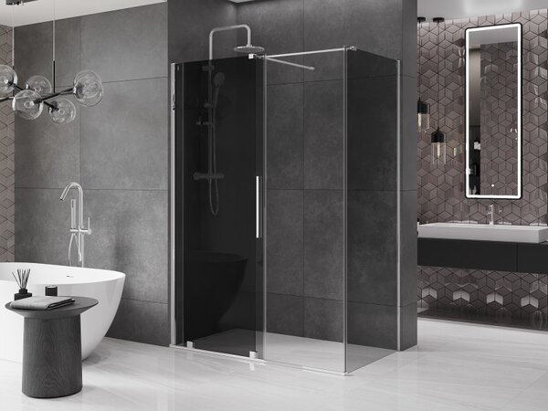 Mexen Velar, sprchový kout s posuvnými dveřmi 130 x 70 cm, 8mm šedé sklo, chromová, 871-130-070-41-01